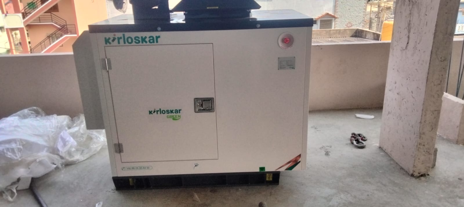 Revamp Power Solutions - Latest update - 10KVA Kirloskar Green DG Set installed at Hoodi main road , Bangalore